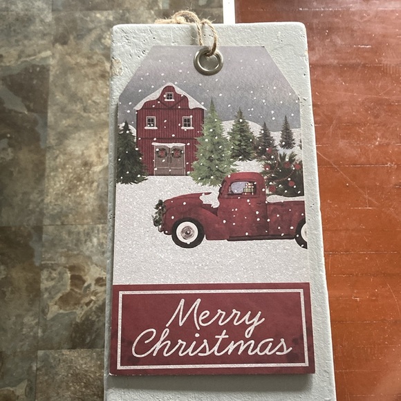 NWT Beautiful Rustic Farmhouse Glittered ❄️ Merry Christmas Farmtruck Decor Sign - Picture 12 of 15